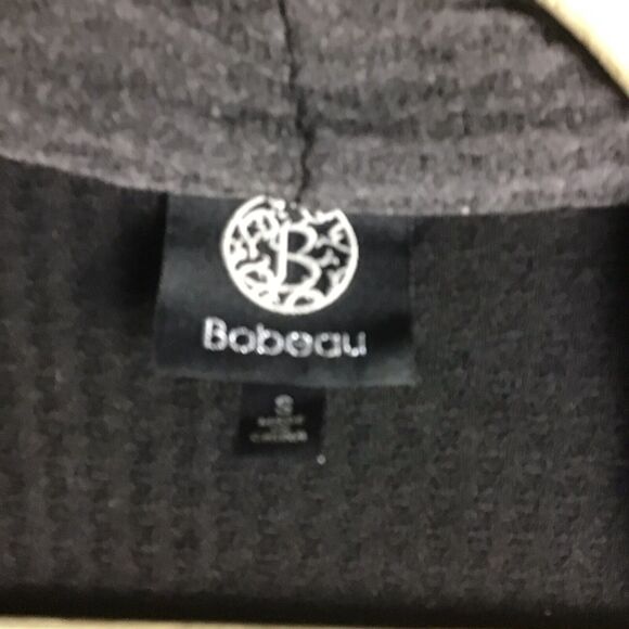 Bobeau Women’s Small Open Front Cardigan Gray Black Colorblock Waffle Knit - Picture 3 of 14